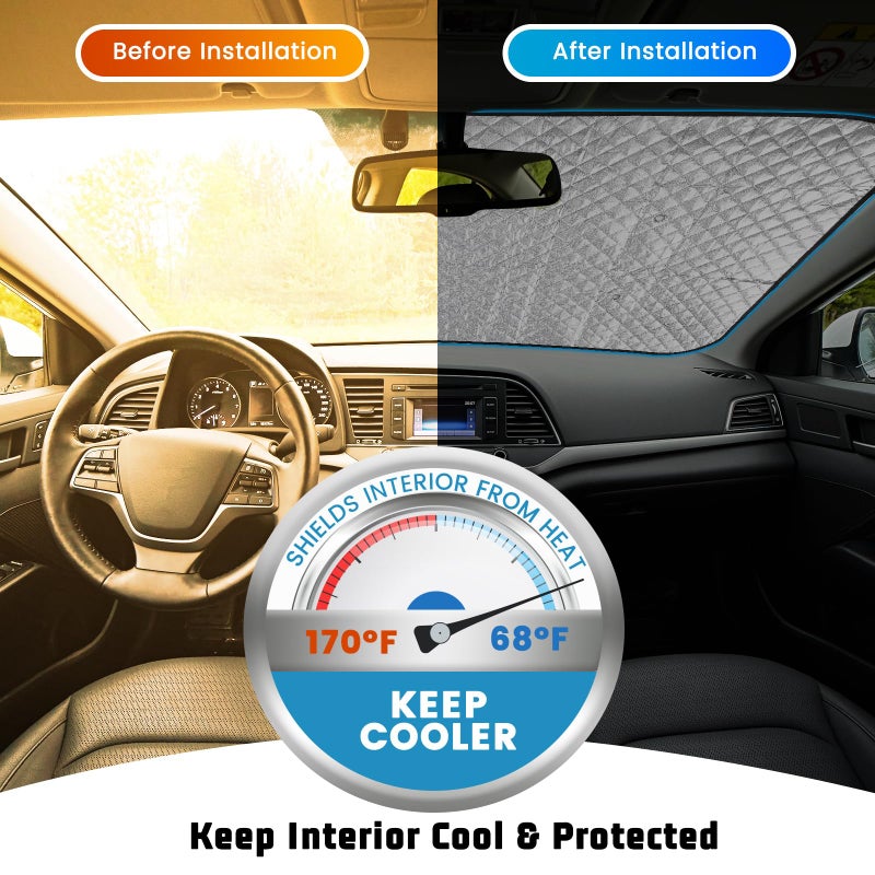 Pleneal Car Windshield Sun Shade  Foldable Windshield Cover Sunshade Front Window with Enhanced Sun Protection for Cars  SUVs  Hatchback (55"" x 29.5"") - Image 2